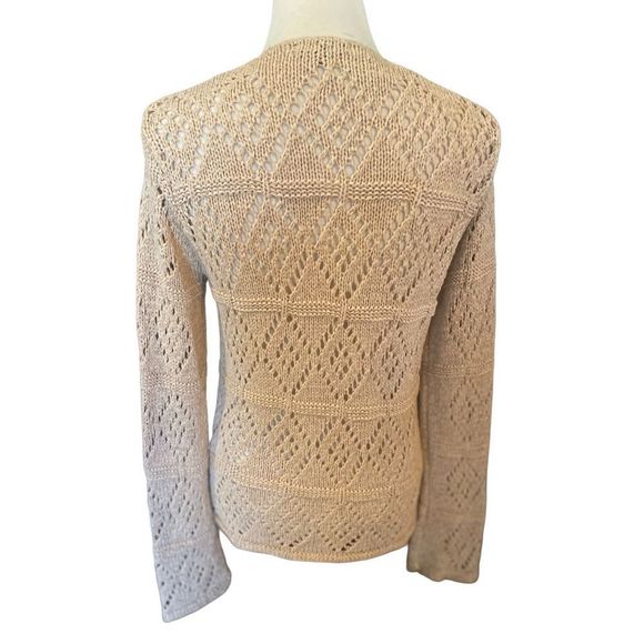 BCBG Maxazaria Beige Long Sleeve Knitted Open Cardigan Size Medium - Picture 2 of 10